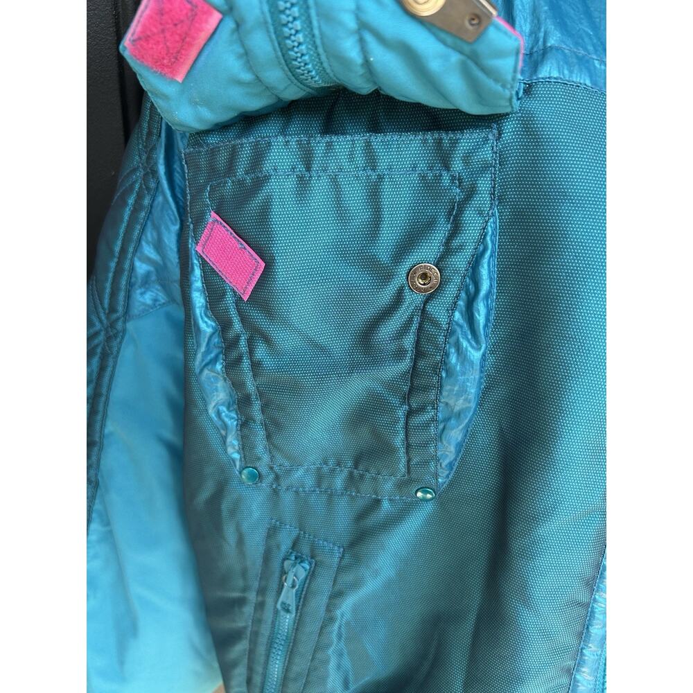 Kaelin Solar Power Ski Jacket Women Sz 10 Metallic Blue Pink Retro Apres Vtg 80s - Picture 7 of 16
